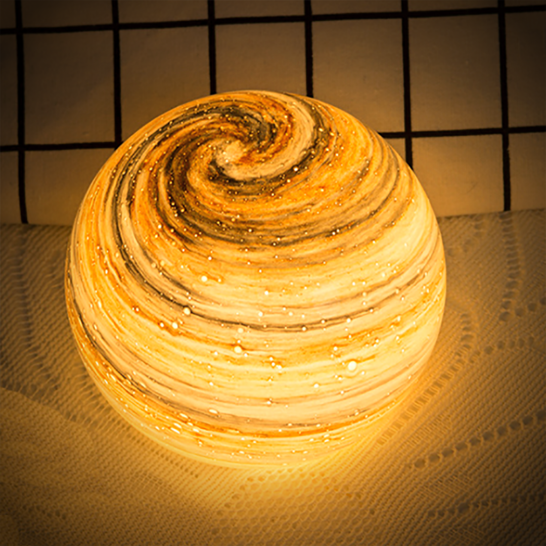 Designer Lamp | Banded Globe Shade, Warm Diffused Glow