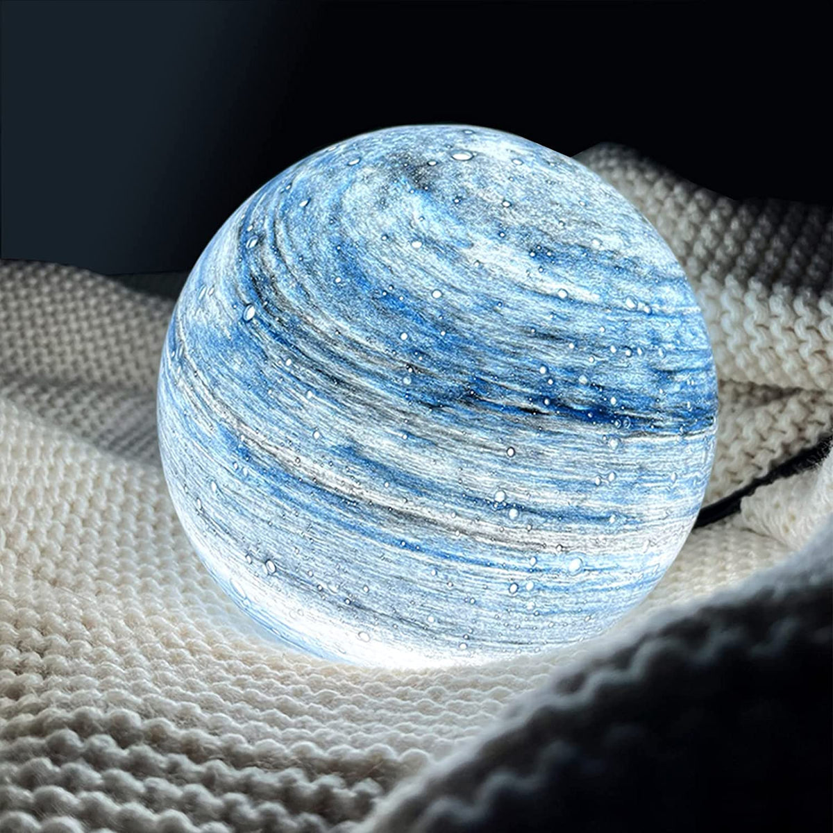 Designer Lamp | Banded Globe Shade, Warm Diffused Glow