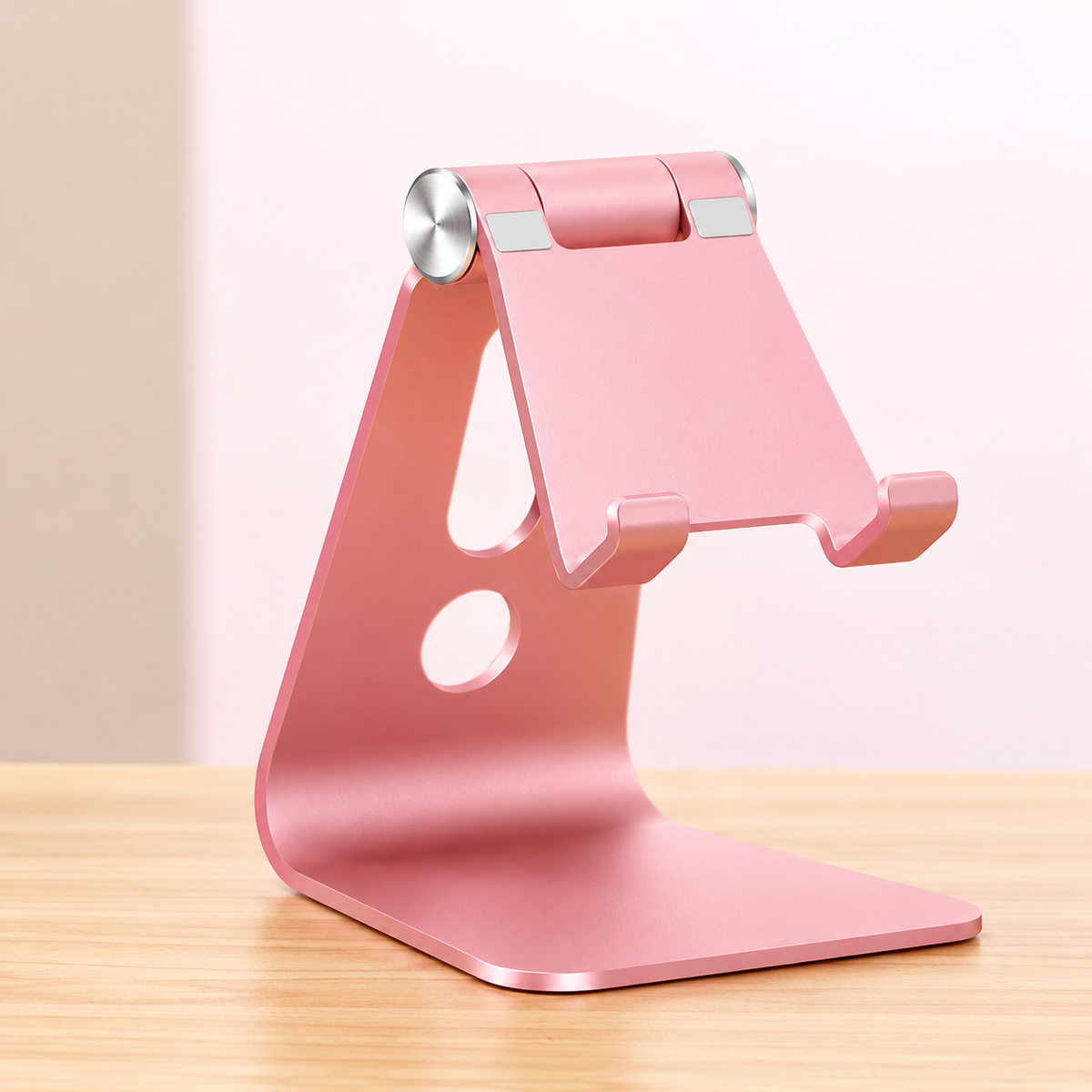 Desk Tablet Stand | Hinged Cradle, Curved Foot Base