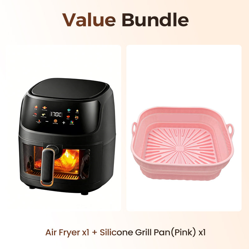 Digital Air Fryer with Viewing Window | 360° Rapid Hot Air Circulation | Crispy Family Meals with Less Oil, Digital Controls