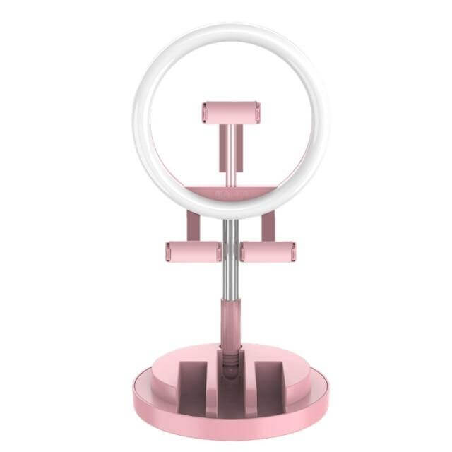 Dimmable Ring Light Foldable Round LED 3 Modes with Non-Slip Phone Clip