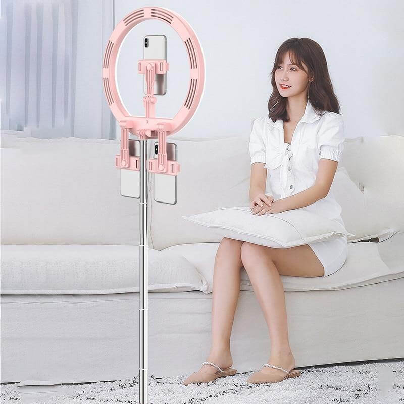 Dimmable Ring Light Foldable Round LED 3 Modes with Non-Slip Phone Clip