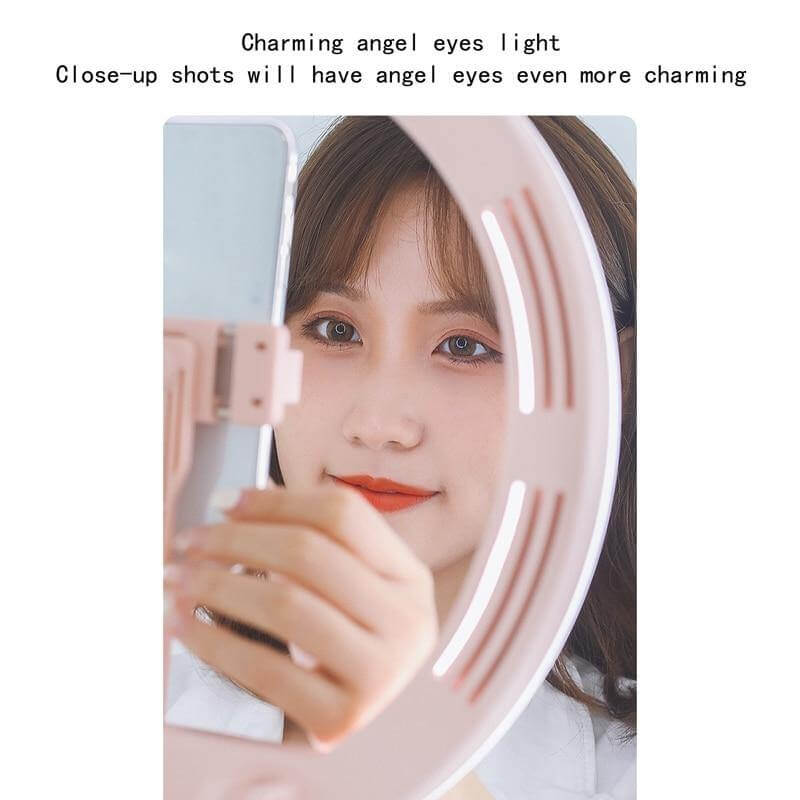 Dimmable Ring Light Foldable Round LED 3 Modes with Non-Slip Phone Clip