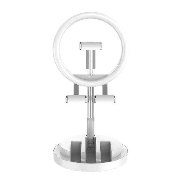 Dimmable Ring Light Foldable Round LED 3 Modes with Non-Slip Phone Clip