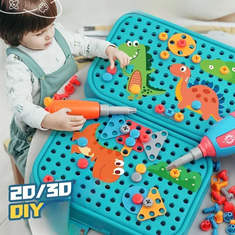 Dinosaur Building Blocks Set, BPA-Free Plastic | 50+ Pieces with 3 Assembly Tools | Builds Fine Motor Skills for Ages 3+