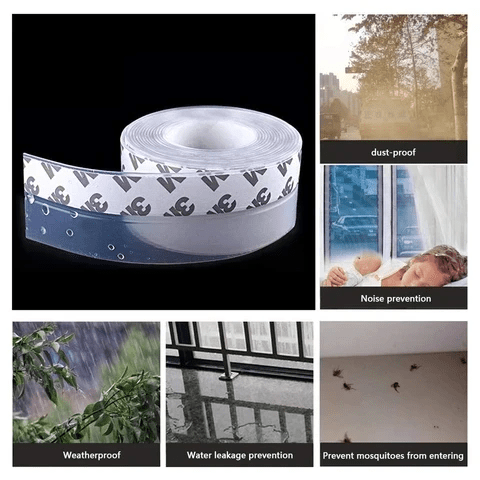 Door Seal Strip Silicone | Self-Adhesive Draught Excluder | Blocks Insects and Cold Drafts from Doors, Windows and Sliding Panels