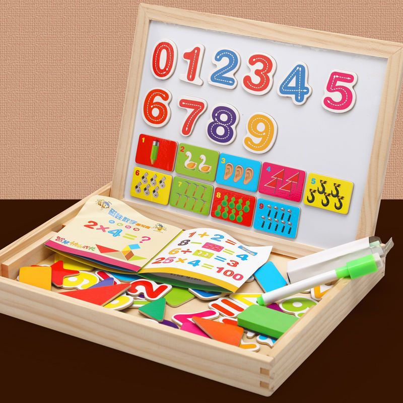 Double-Sided Drawing Board Wooden Portable with Magnetic Whiteboard