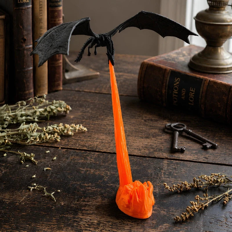 Dragon Night Light | Flying Dragon Silhouette with Fire-Breathing Illusion | Cordless, 3D-Printed PLA, Large or Small