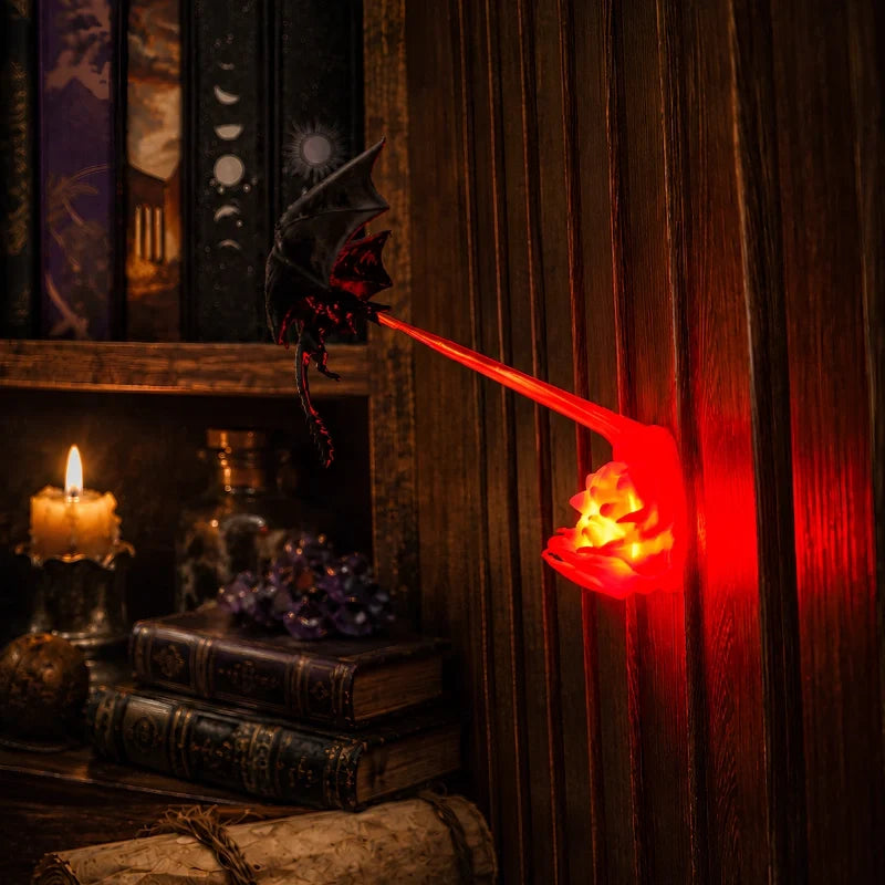 Dragon Night Light | Flying Dragon Silhouette with Fire-Breathing Illusion | Cordless, 3D-Printed PLA, Large or Small