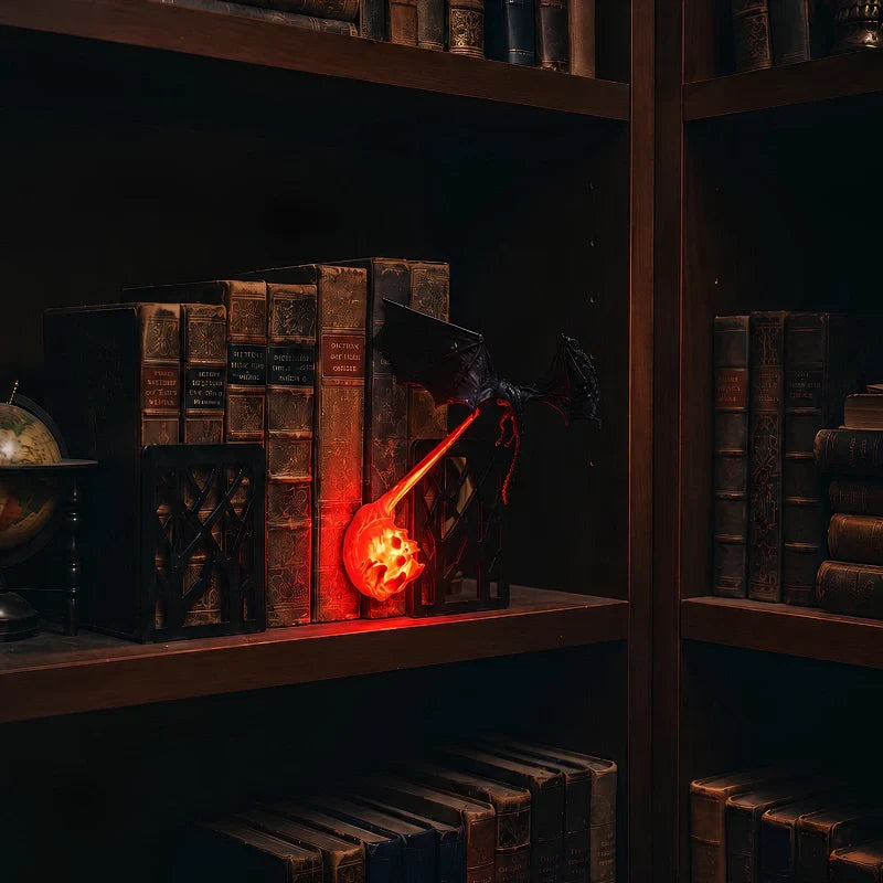 Dragon Night Light | Flying Dragon Silhouette with Fire-Breathing Illusion | Cordless, 3D-Printed PLA, Large or Small