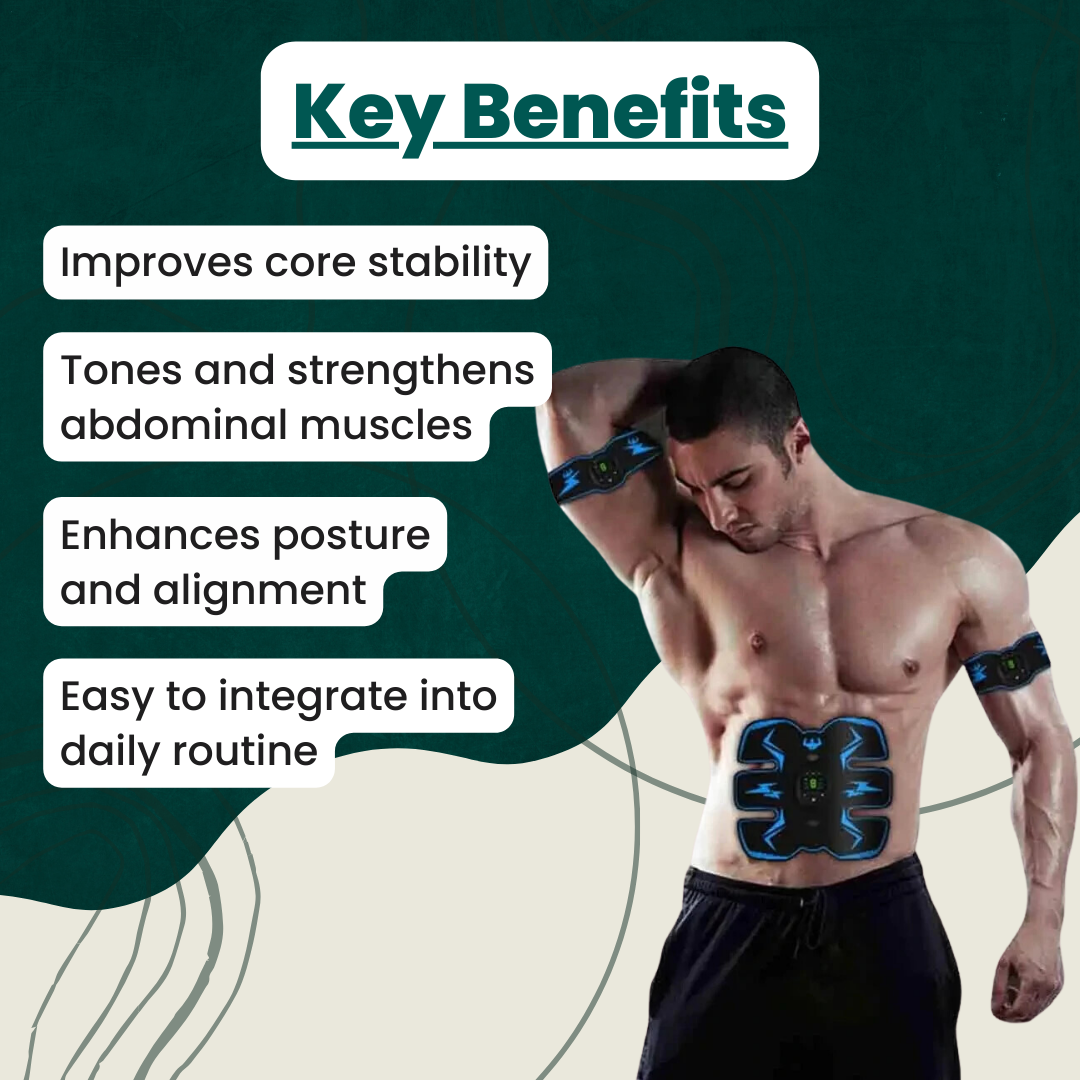 EMS Abdominal Muscle Stimulator | Multiple Modes & Adjustable Intensity | USB Rechargeable Fitness Trainer with LED Display