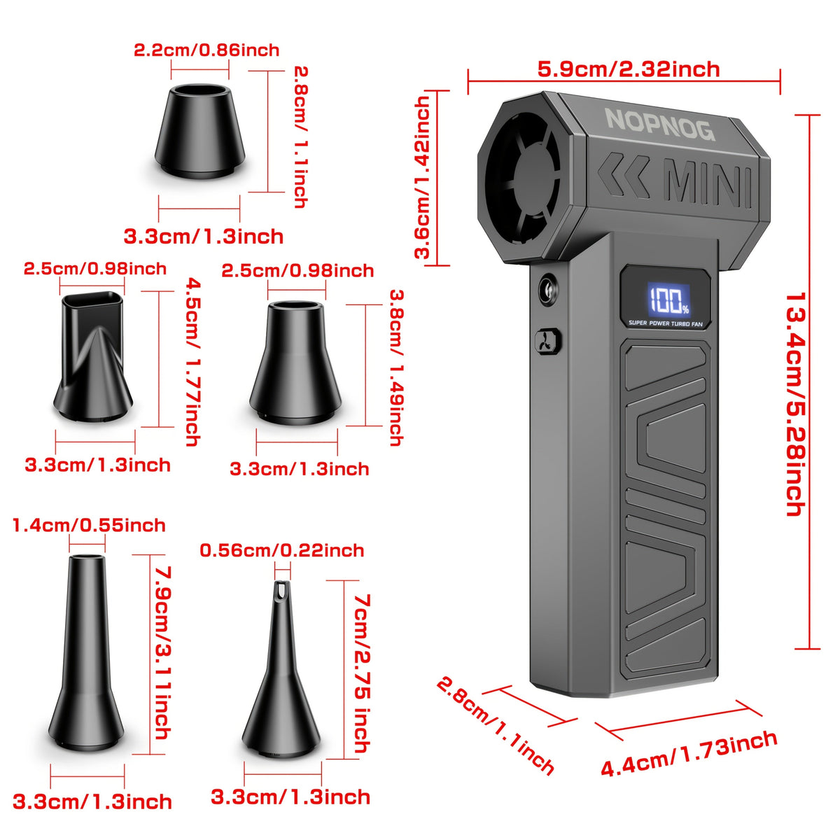 Electric Air Duster & Mini Vacuum Cleaner | 130,000 RPM Brushless Motor | 2x 4000 mAh Battery, USB-C Fast Charging