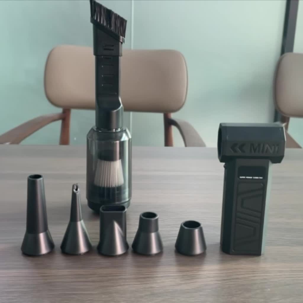 Electric Air Duster & Mini Vacuum Cleaner | 130,000 RPM Brushless Motor | 2x 4000 mAh Battery, USB-C Fast Charging