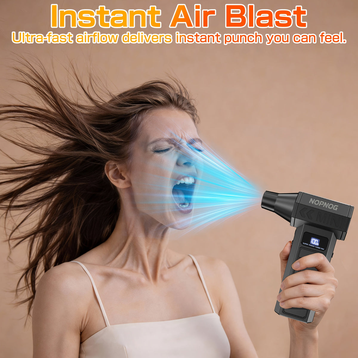 Electric Air Duster & Mini Vacuum Cleaner | 130,000 RPM Brushless Motor | 2x 4000 mAh Battery, USB-C Fast Charging