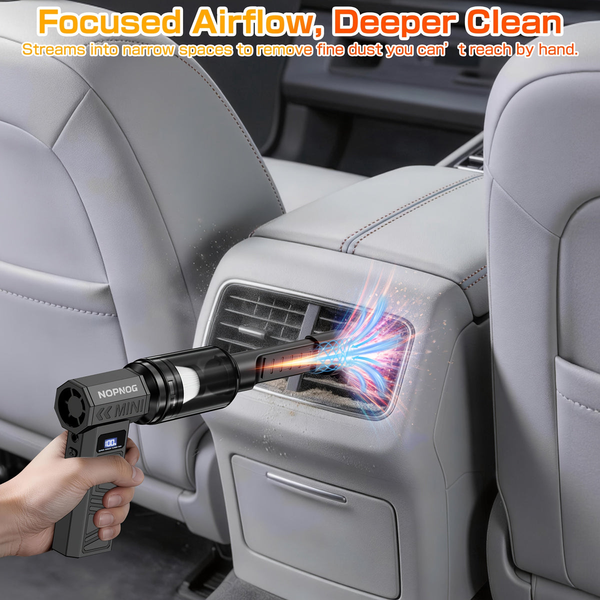 Electric Air Duster & Mini Vacuum Cleaner | 130,000 RPM Brushless Motor | 2x 4000 mAh Battery, USB-C Fast Charging