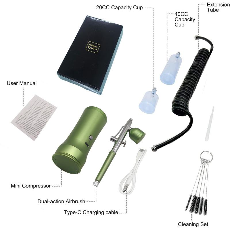 Electric Airbrush Kit | 0.3 mm Precision Nozzle, High-Pressure Spray | 600 mAh Battery, Cordless Spray Gun Set