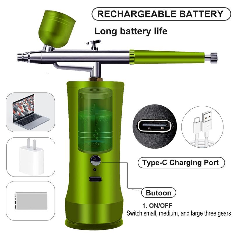 Electric Airbrush Kit | 0.3 mm Precision Nozzle, High-Pressure Spray | 600 mAh Battery, Cordless Spray Gun Set