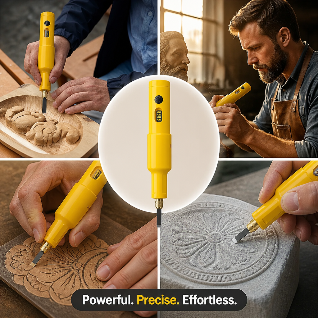 Electric Carving Tool Set | Copper Core Motor with Micro Vibration Technology | Cordless Rechargeable Lithium Battery