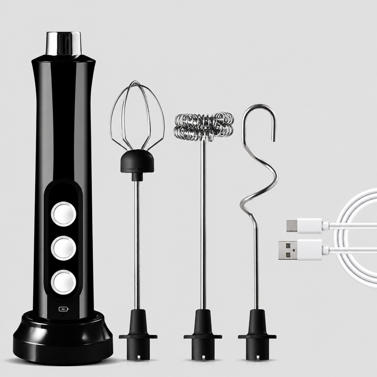 Electric Milk Frother Maker | Three Heads, Charging Base