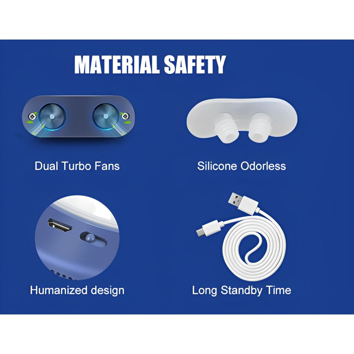 Electric Nasal Dilator Anti-Snoring Device | Micro-Fan Airflow, Rechargeable | Micro-USB Charging, Silicone Prongs
