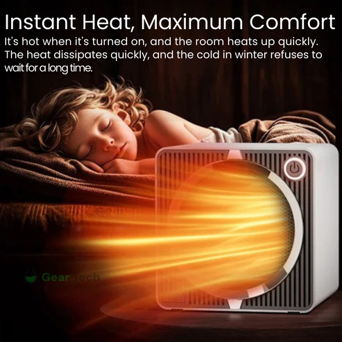 Electric PTC Ceramic Heater 500W | Rapid Heat-Up & Even Heat Distribution | Low Energy, Overheat & Tip-Over Protection