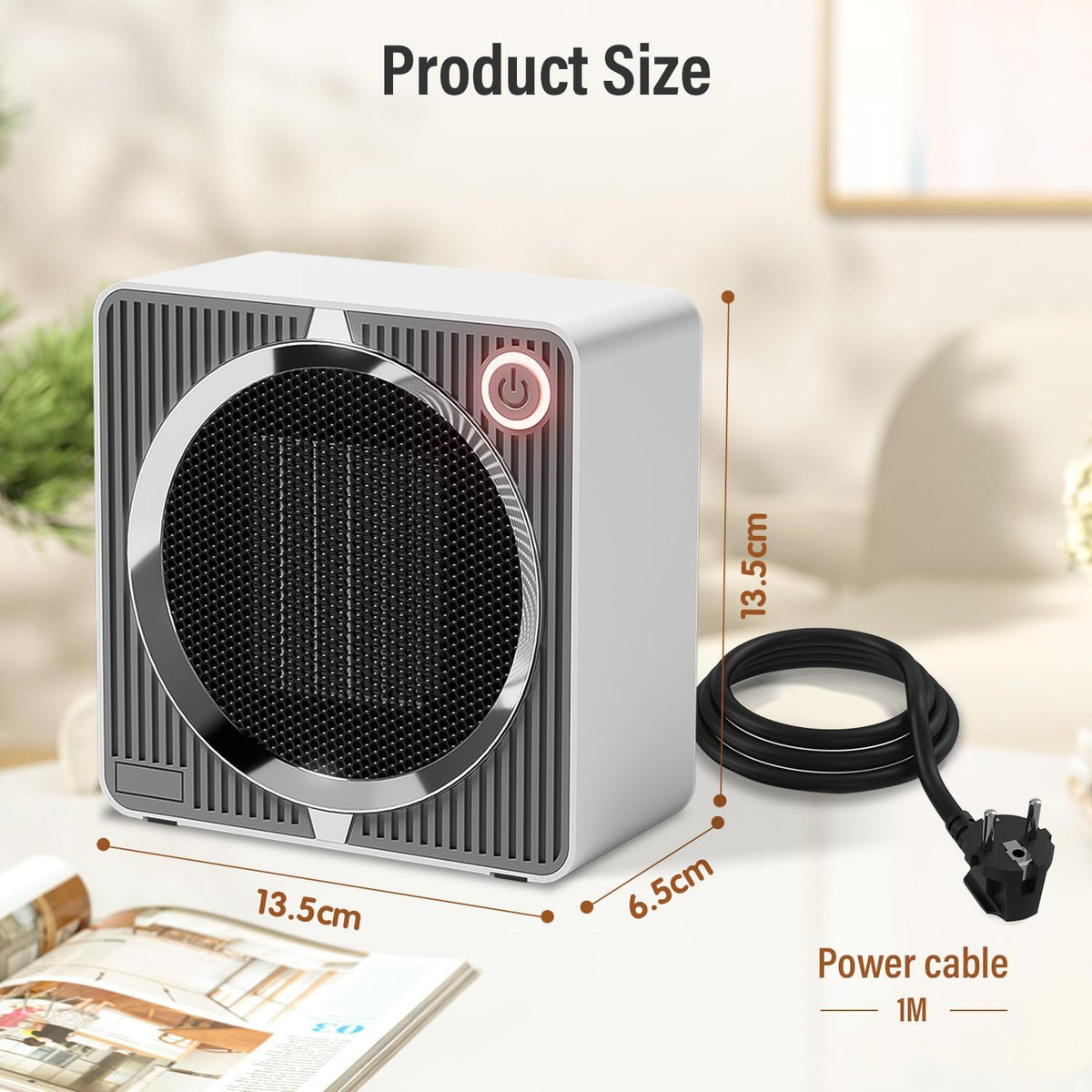 Electric PTC Ceramic Heater 500W | Rapid Heat-Up & Even Heat Distribution | Low Energy, Overheat & Tip-Over Protection