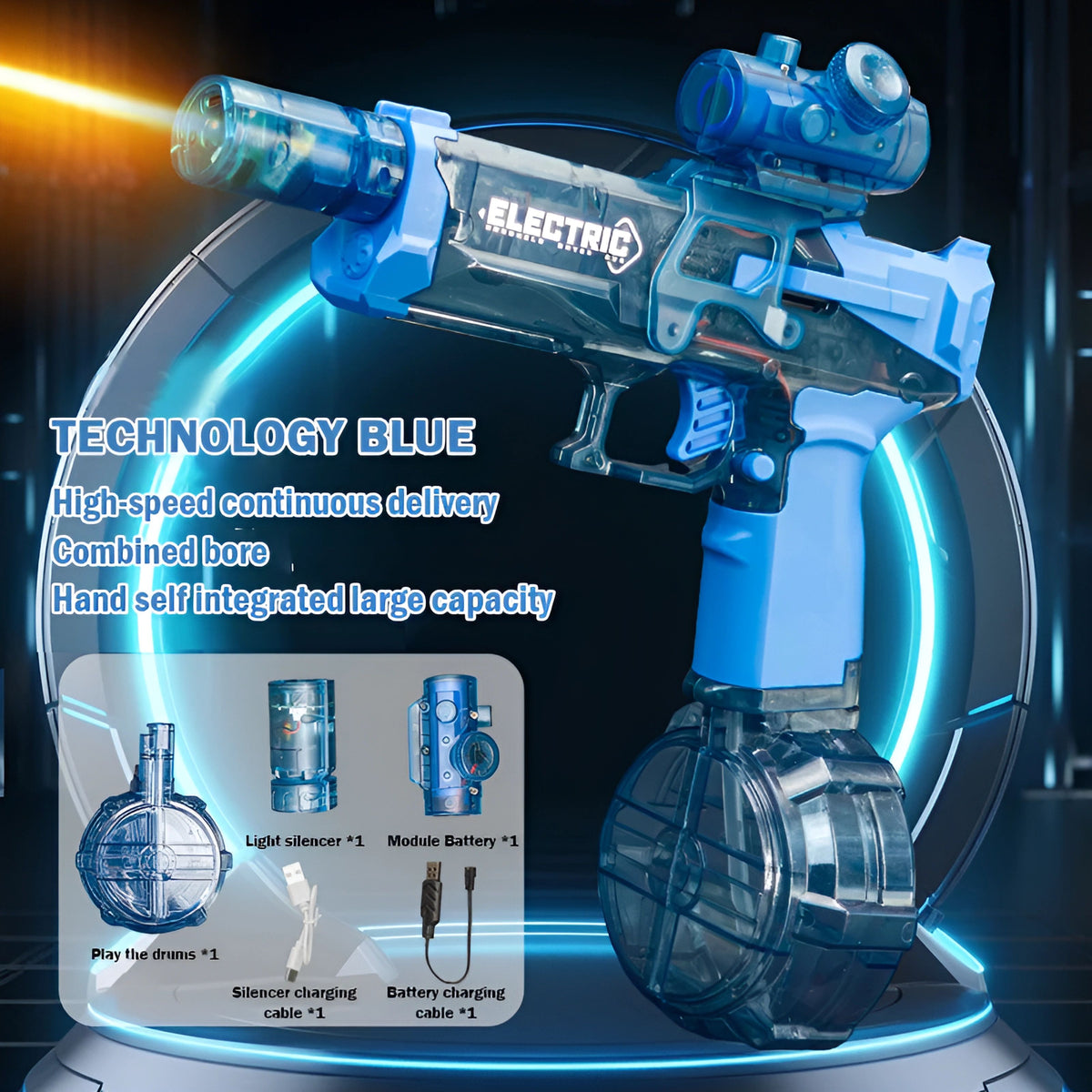 Electric Water Gun for Summer Water Fights | Continuous Firing, Long-Range Shots | Up to 105-Min Battery & Large Tank