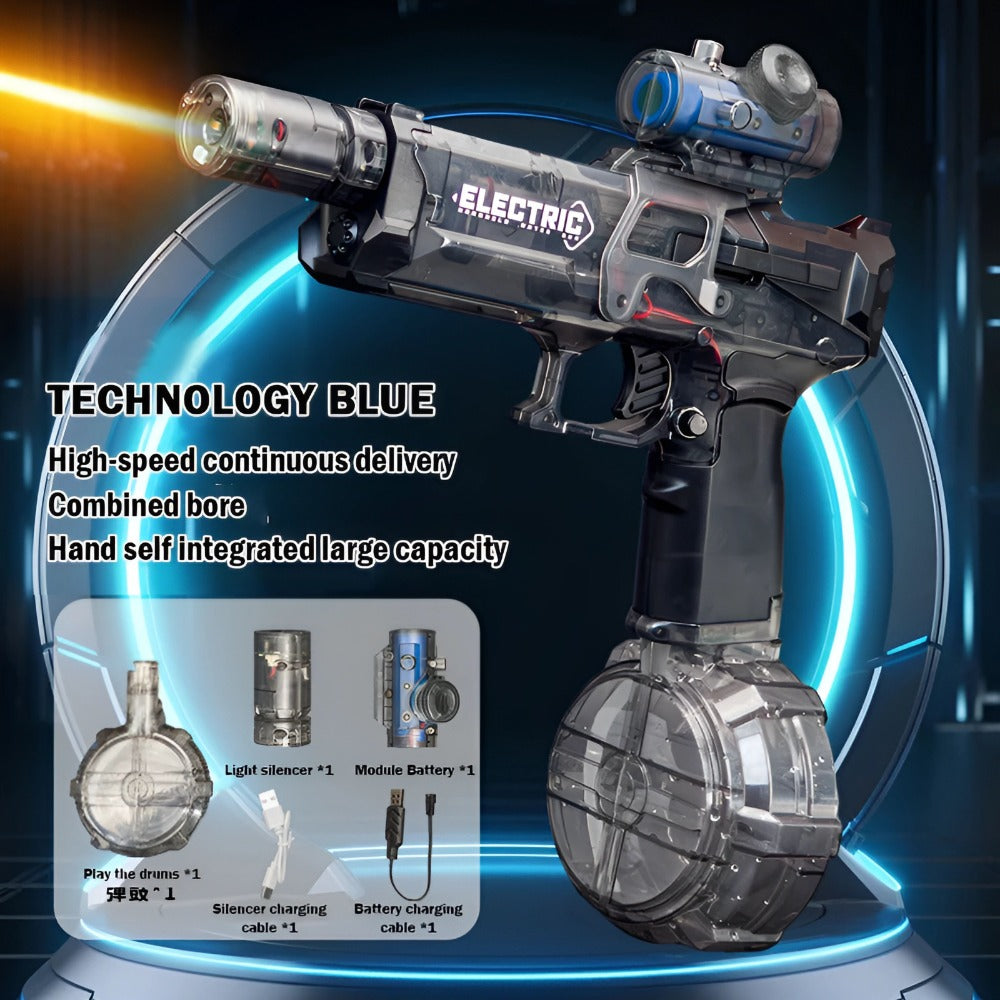 Electric Water Gun for Summer Water Fights | Continuous Firing, Long-Range Shots | Up to 105-Min Battery & Large Tank