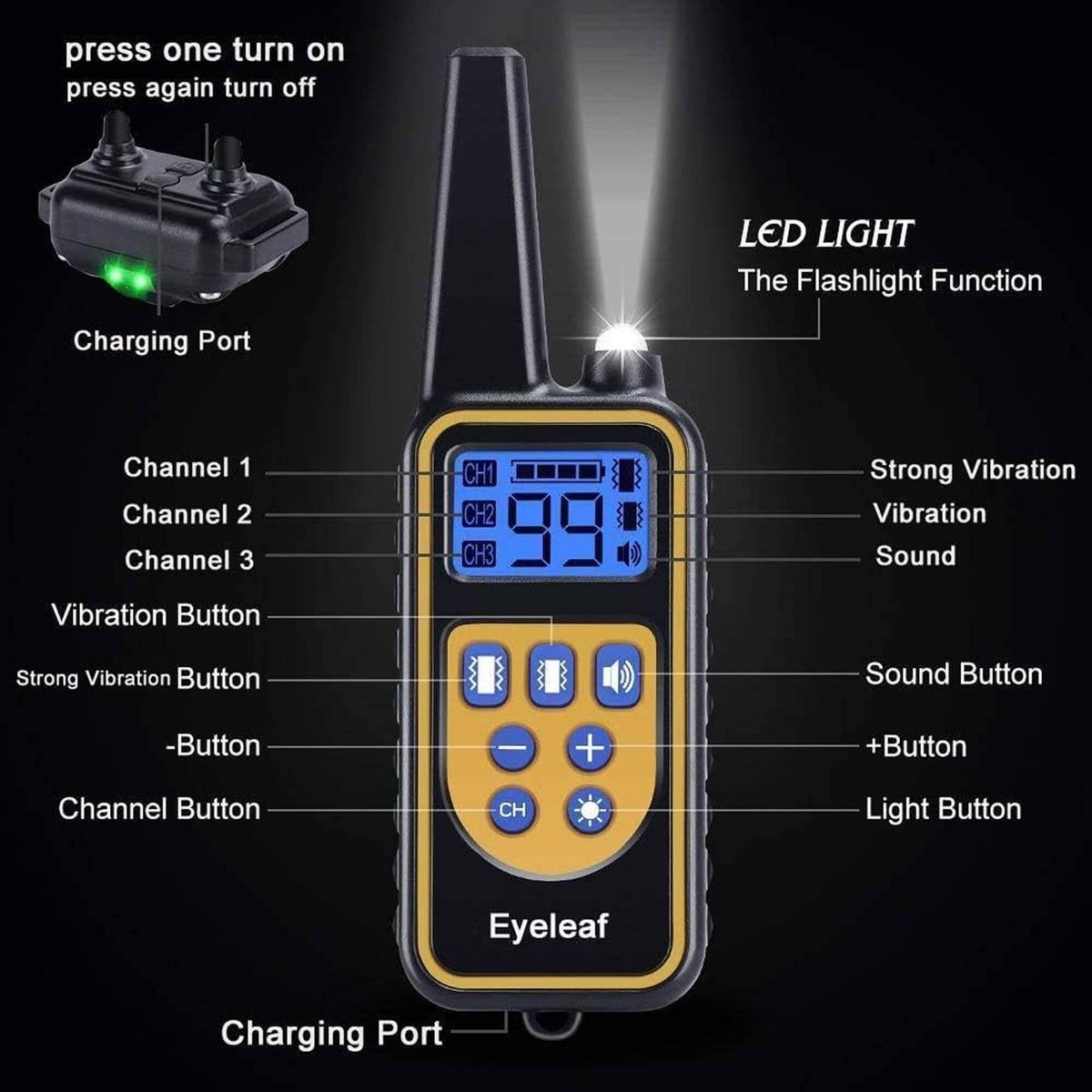 Rechargeable Dog Training Collar | Waterproof with Long-Range Remote Control | Adjustable Beep, Vibration & Static Modes 12