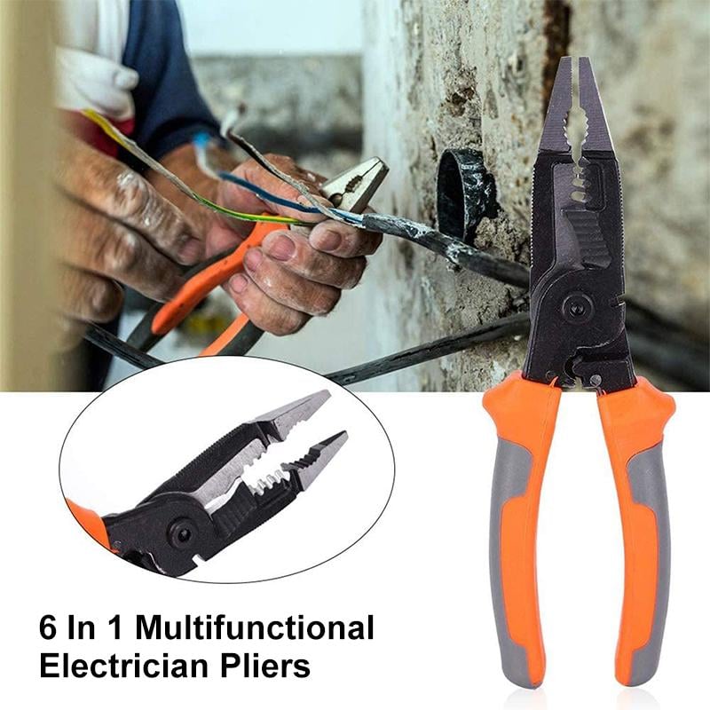 Electrician Pliers Multifunctional Steel Alloy Anti-Slip with Safety Lock