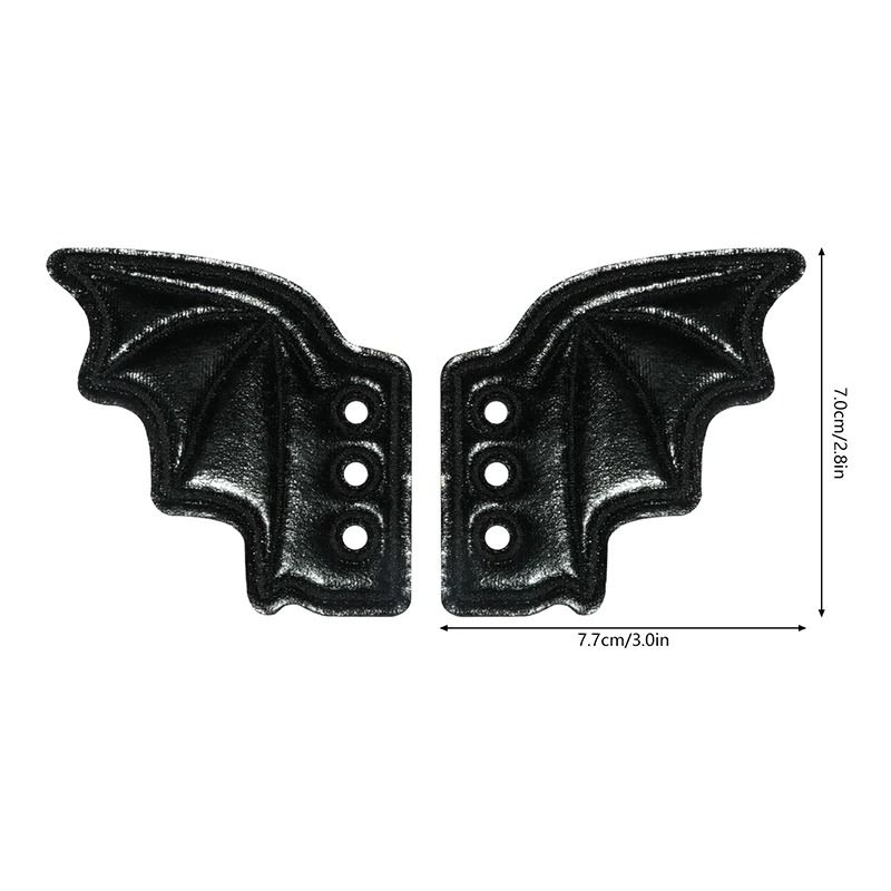 Embroidered Shoe Wing Charms Fabric | Bat-Wing Design with Metallic Thread Accents | Universal Fit for Most Shoelaces