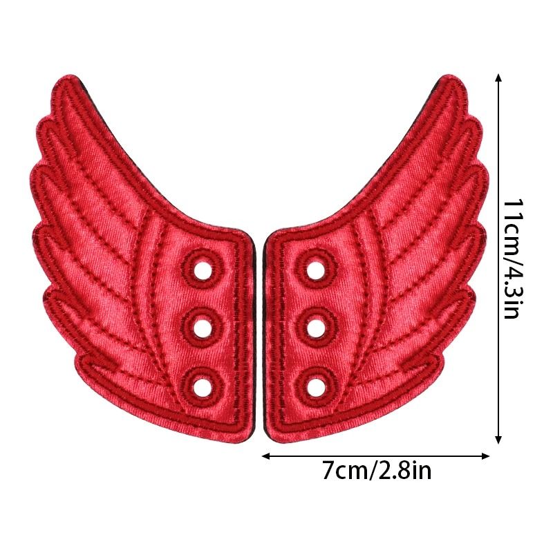 Embroidered Shoe Wing Charms Fabric | Bat-Wing Design with Metallic Thread Accents | Universal Fit for Most Shoelaces