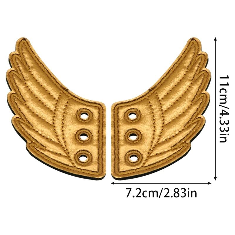Embroidered Shoe Wing Charms Fabric | Bat-Wing Design with Metallic Thread Accents | Universal Fit for Most Shoelaces