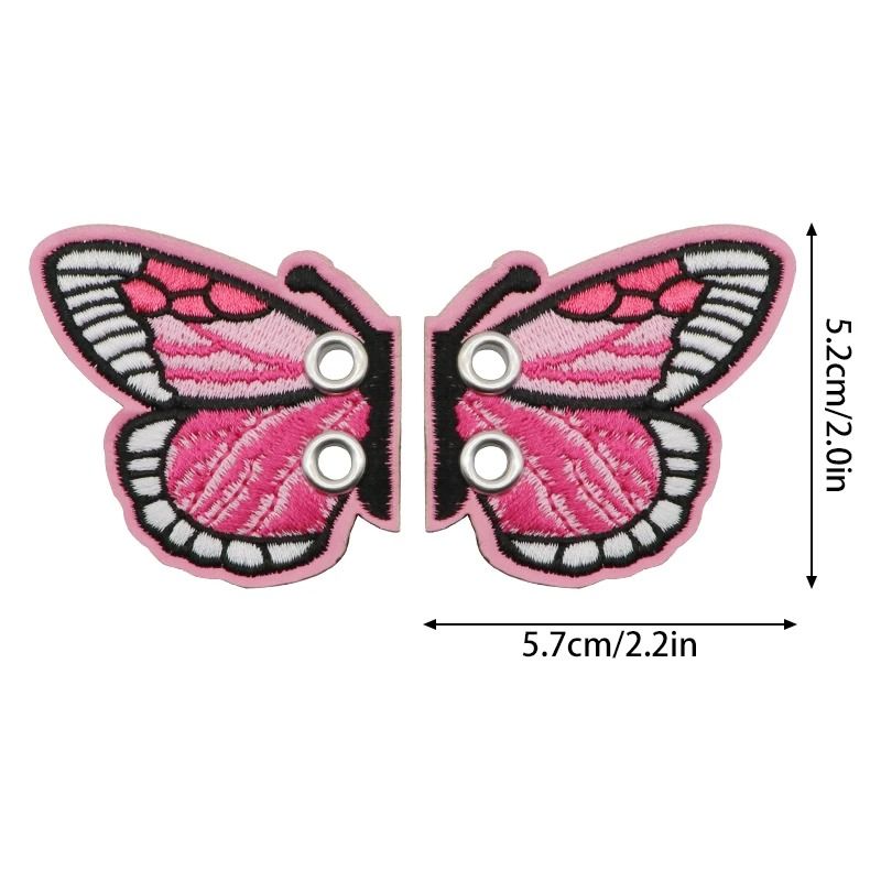 Embroidered Shoe Wing Charms Fabric | Bat-Wing Design with Metallic Thread Accents | Universal Fit for Most Shoelaces