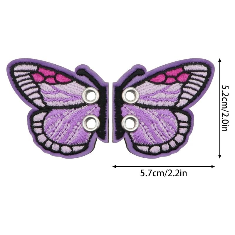 Embroidered Shoe Wing Charms Fabric | Bat-Wing Design with Metallic Thread Accents | Universal Fit for Most Shoelaces