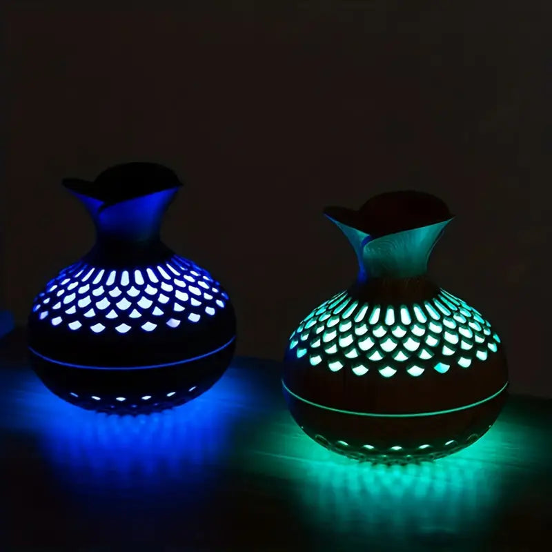 Essential Oil Diffuser 300 ml Tank | Brown or Black LED Night Light | Ultrasonic Aromatherapy Humidifier for Bedroom & Office