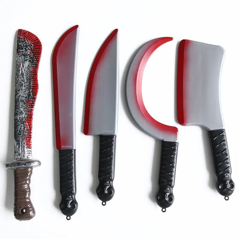 Fake Bloody Knife Prop for Halloween | Realistic Blood Splatter Blade | Safe Rounded-Edge Plastic Costume Prop