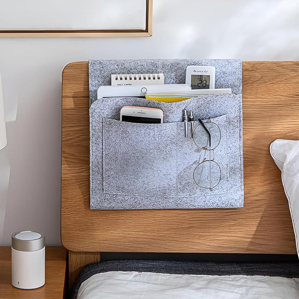 Felt Bedside Storage Organiser | Pockets And Cable Slot