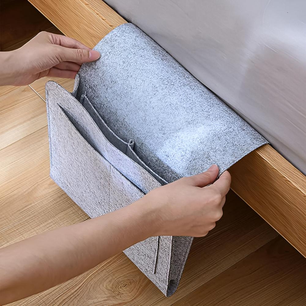 Felt Bedside Storage Organiser | Pockets And Cable Slot
