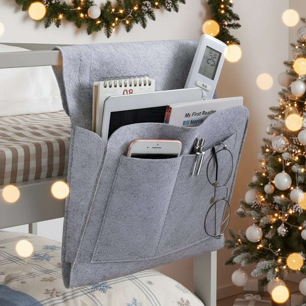 Felt Bedside Storage Organiser | Pockets And Cable Slot