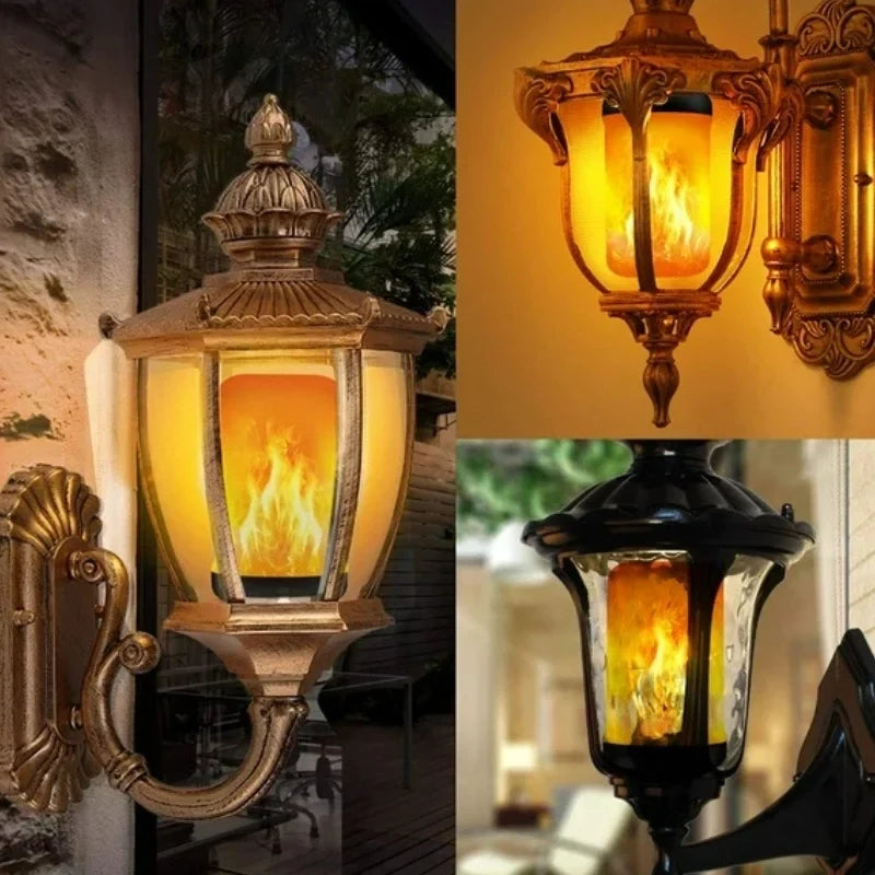 Flame-Flicker Light Bulb PVC 13.8 x 6.5 cm | Yellow or Blue | 4 Lighting Modes, Indoor/Outdoor Use, Fits E27/E26/E22 Sockets