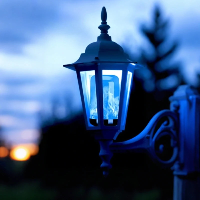 Flame-Flicker Light Bulb PVC 13.8 x 6.5 cm | Yellow or Blue | 4 Lighting Modes, Indoor/Outdoor Use, Fits E27/E26/E22 Sockets