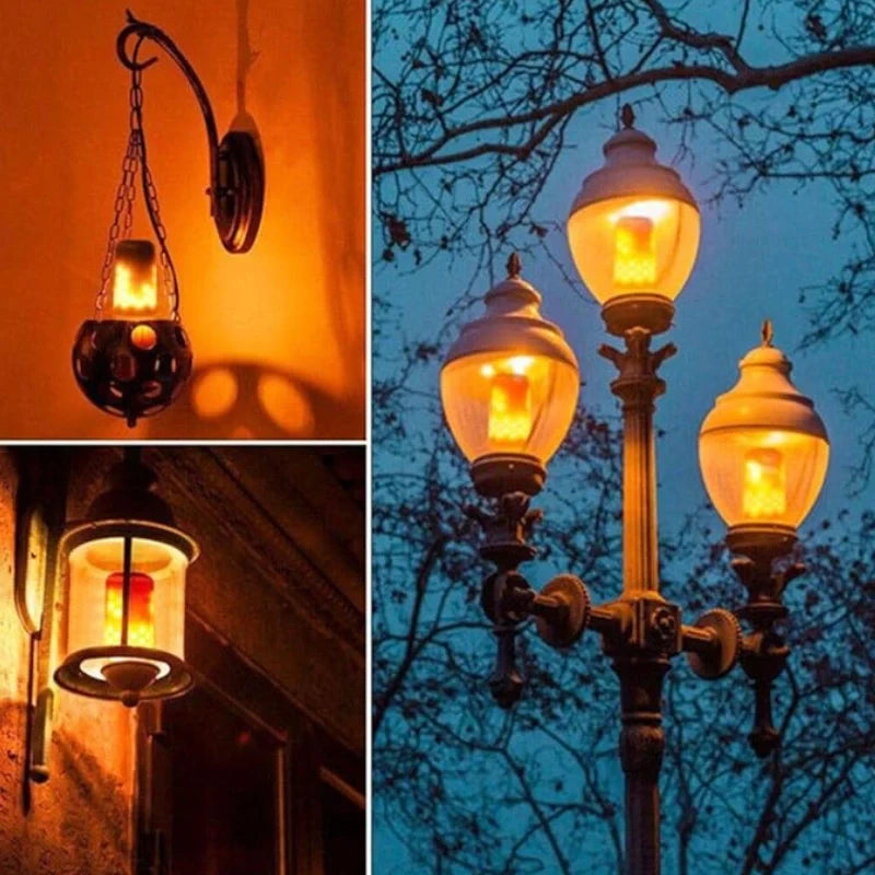 Flame-Flicker Light Bulb PVC 13.8 x 6.5 cm | Yellow or Blue | 4 Lighting Modes, Indoor/Outdoor Use, Fits E27/E26/E22 Sockets