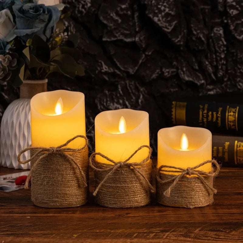 Flameless LED Block Candles ABS 5-Piece Set, 10-20 cm | Realistic Flicker Effect | Battery-Powered, No Open Flame