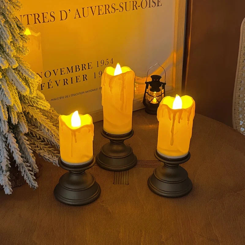 Flameless LED Block Candles ABS 5-Piece Set, 10-20 cm | Realistic Flicker Effect | Battery-Powered, No Open Flame
