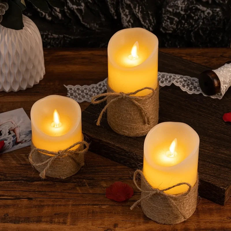 Flameless LED Block Candles ABS 5-Piece Set, 10-20 cm | Realistic Flicker Effect | Battery-Powered, No Open Flame