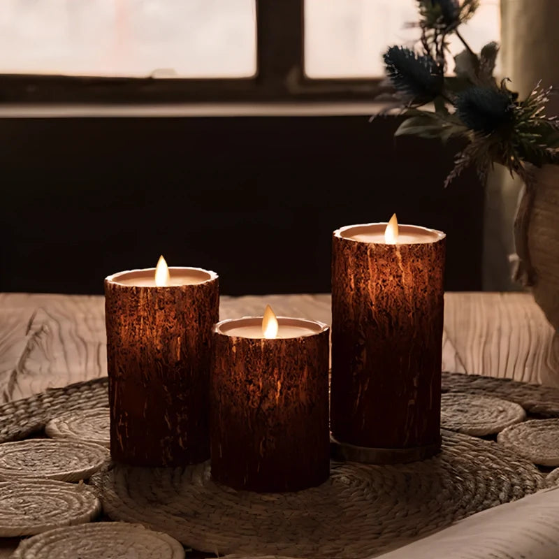 Flameless LED Block Candles ABS 5-Piece Set, 10-20 cm | Realistic Flicker Effect | Battery-Powered, No Open Flame