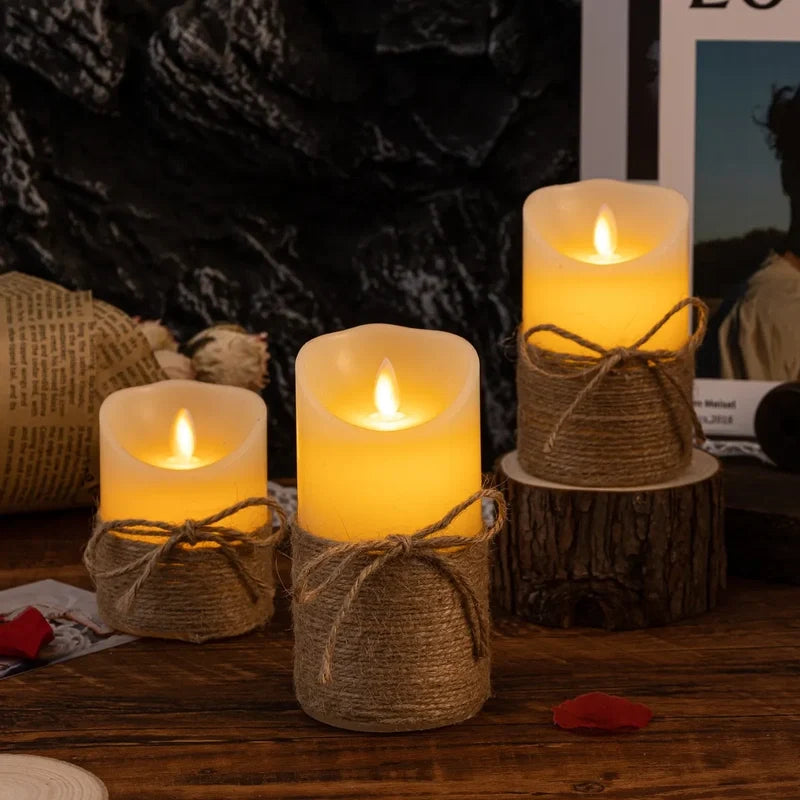 Flameless LED Block Candles ABS 5-Piece Set, 10-20 cm | Realistic Flicker Effect | Battery-Powered, No Open Flame