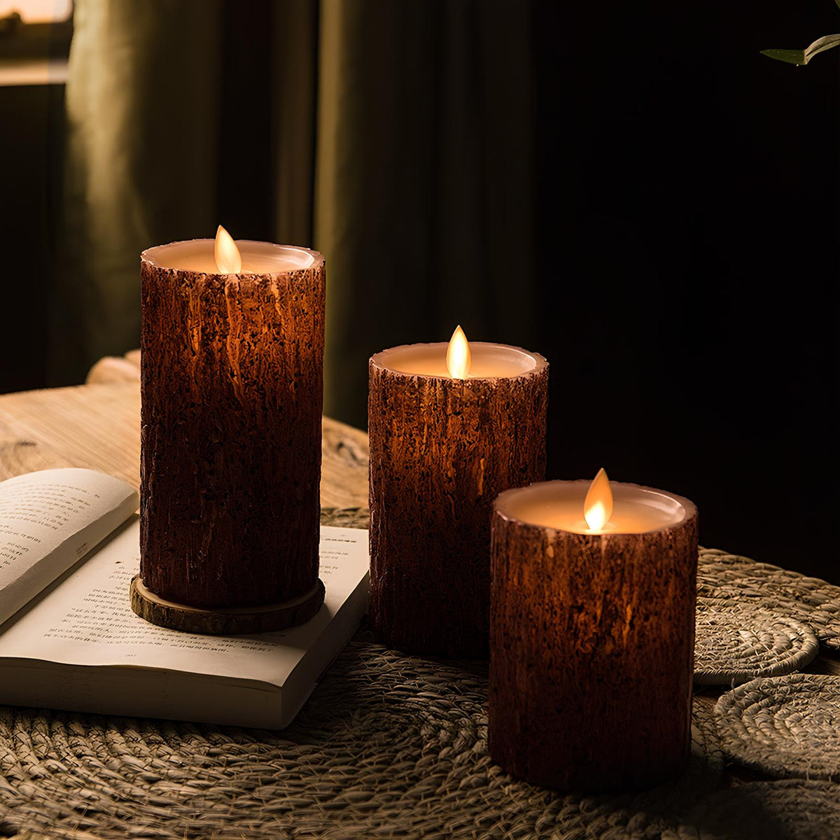 Flameless LED Block Candles ABS 5-Piece Set, 10-20 cm | Realistic Flicker Effect | Battery-Powered, No Open Flame
