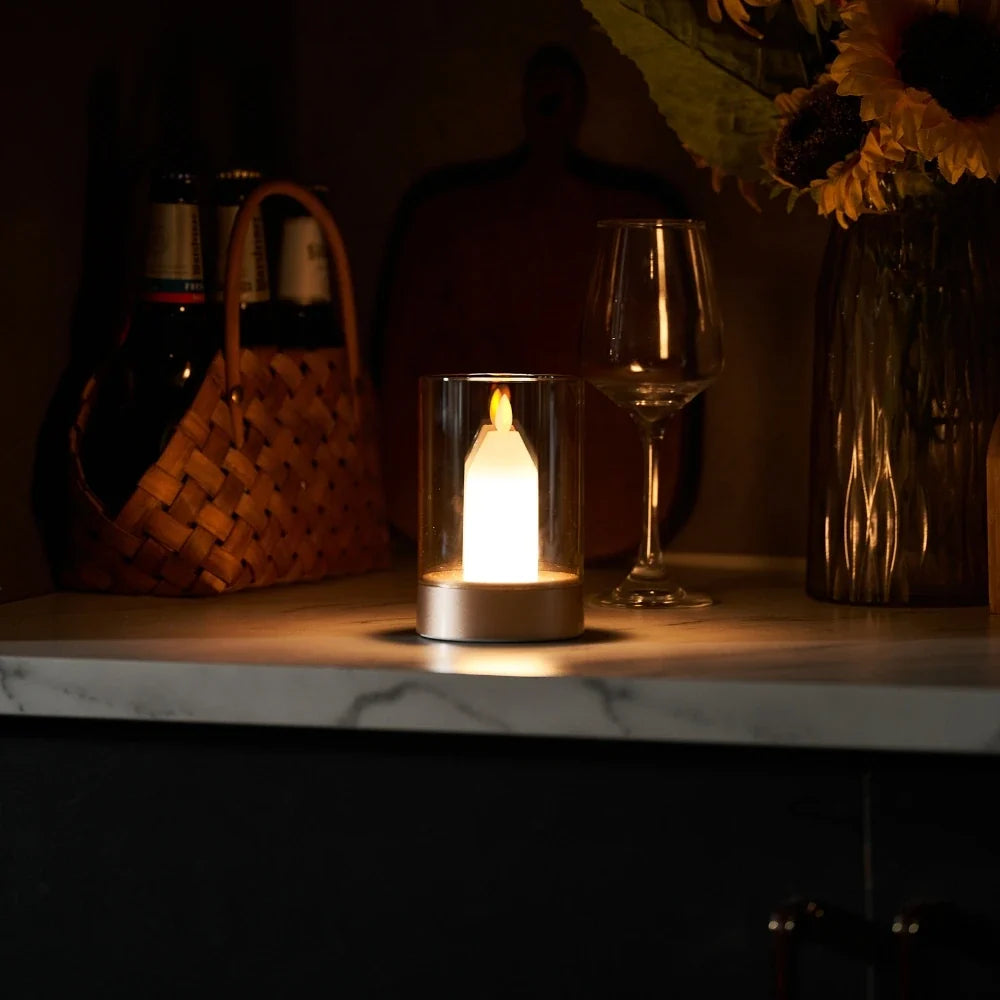 Flameless LED Candle Lamp | Warm White Flicker, Hand Gesture Control | USB Rechargeable, No Flame or Smoke, No Wax